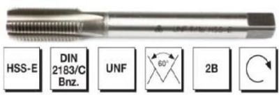 HSS - E DIN 2183/C USA İnce Vidalı Düz Kanallı Makina Kılavuzu - UNF - 1