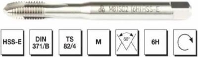 HSS - E DIN 371/B Metrik Normal Vidalı Eğik Ağız Bilemeli Makina Kılavuzu - 1